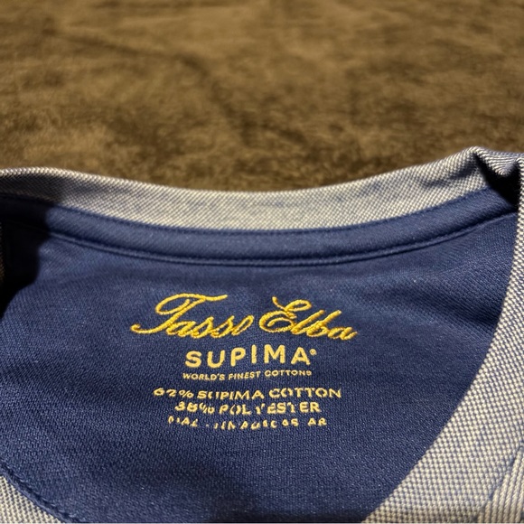 Tasso Elba Heathered Light Blue Crew Tee - Picture 2 of 3